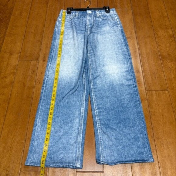 Mila Rosabella Womens Denim Print Pull On Wide Leg Sweatpants Size L Casual NWT - Picture 6 of 14